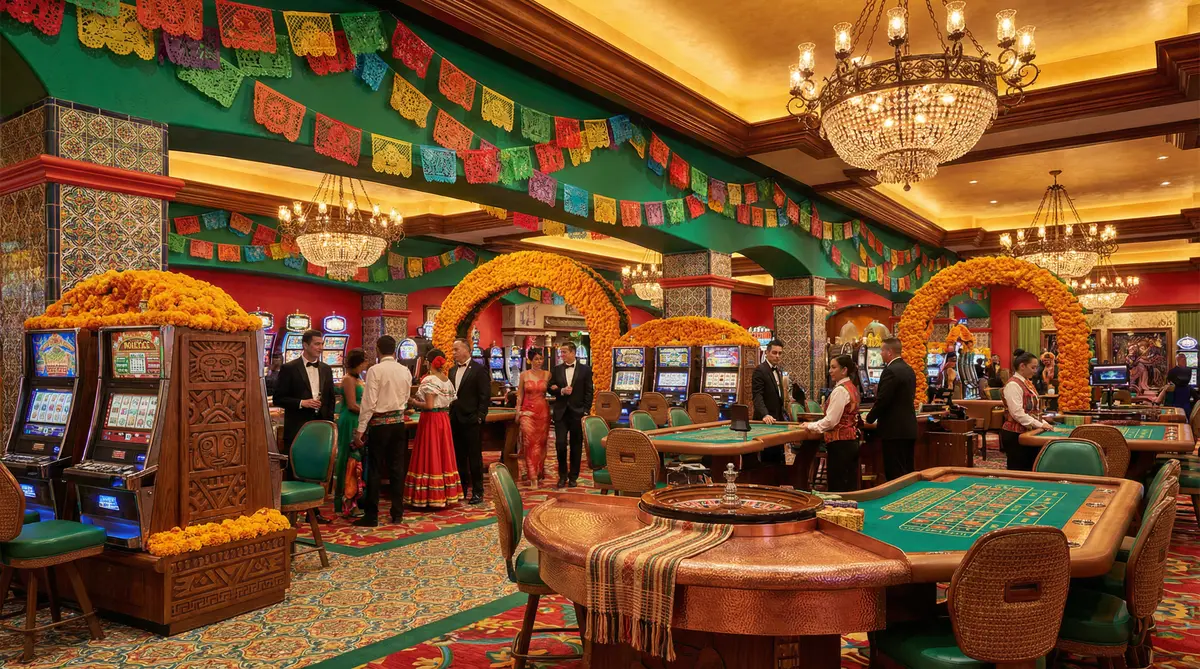 Big Bola Casino Tecamachalco - Interior del casino con ambiente mexicano festivo