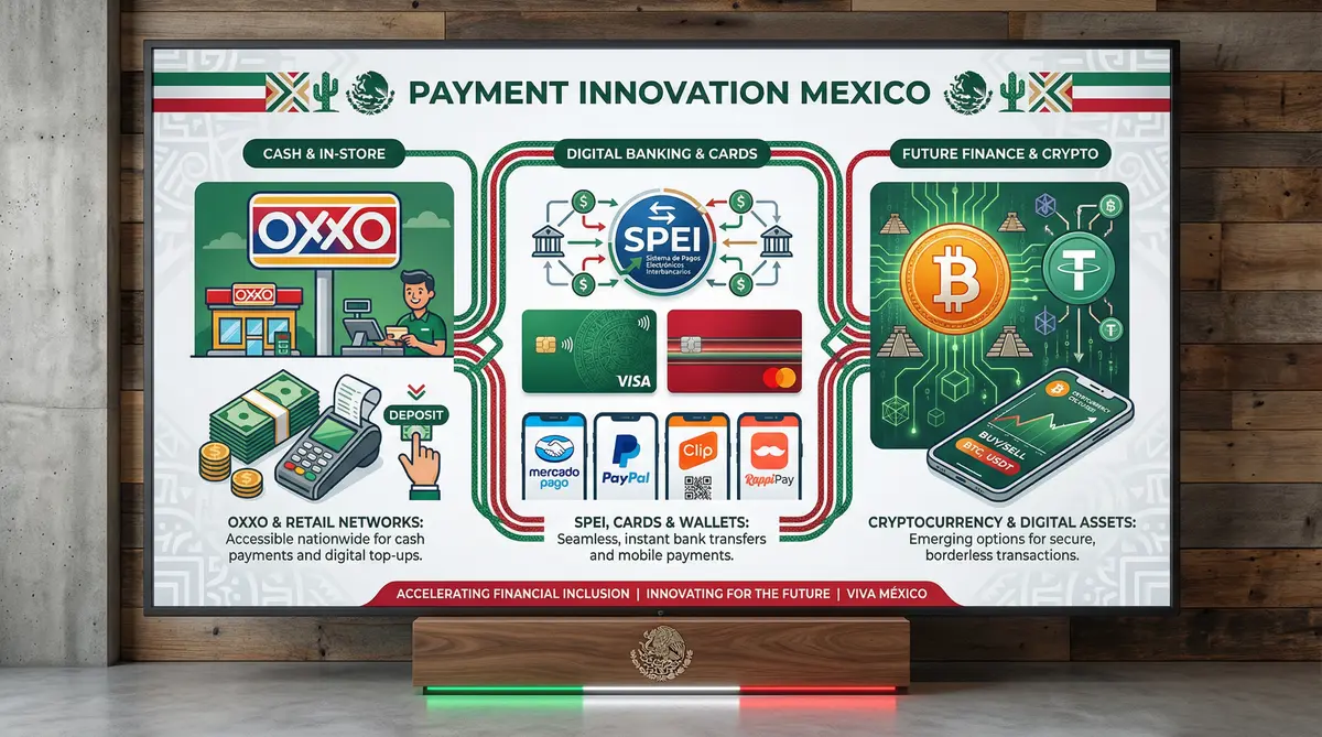Métodos de pago en México: OXXO, SPEI, tarjetas y criptomonedas